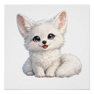 Süße Arktischer Fuchs Kuscheliges Design mit posit Poster