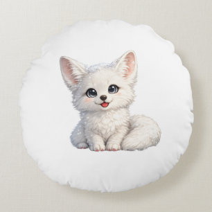 Süße Arktischer Fuchs Kuscheliges Design mit posit Rundes Kissen