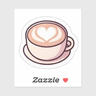 Süße ästhetische Latte Art Herz Kaffeetasse Aufkl Aufkleber