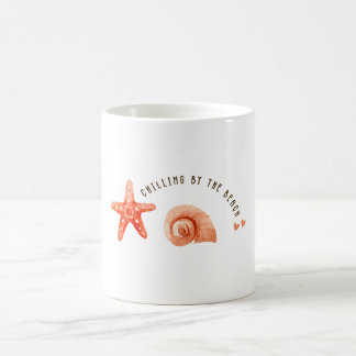 Süße ästhetische Pfirsich-Strand-Seestern-Meeressc Kaffeetasse