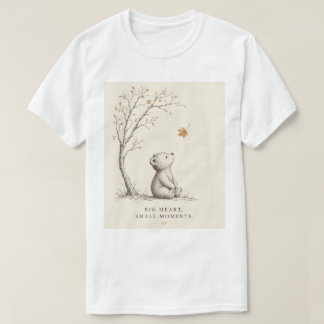 Süße ästhetische Teddybär-Herbstblätter Minimalist T-Shirt