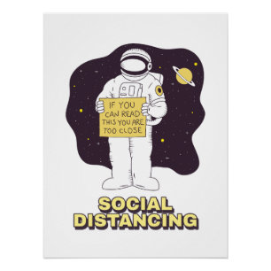 Süße Astronautenzeichnung Lustige Weltraum-Carto Poster