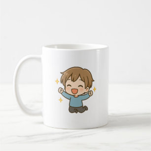 Süße aufgeregte Chibi-Tagesstimmung-Tasse Kaffeetasse