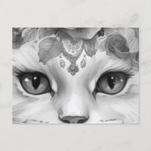 Süße Augen einer Katze in Grautönen Postkarte