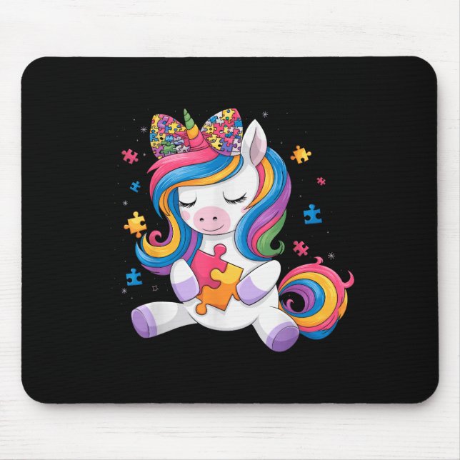Süße Autismusrisiko-Kleinkind Mädchen Bogen Einhor Mousepad (Vorne)