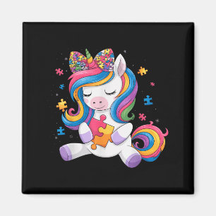 Süße Autismusrisikobabygirl-Bogen-Einhorn-Puz Magnet