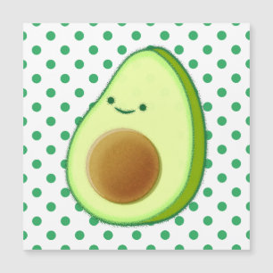 Süße Avocado-Zeichnung Grünes Punktmuster Magnetkarte