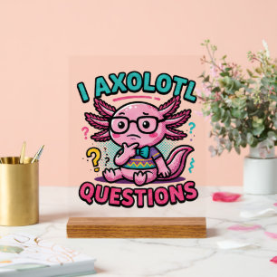 Süße Axolotl-Fragen aztekischer Nerd mit Brille Acrylschild