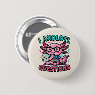 Süße Axolotl-Fragen aztekischer Nerd mit Brille Button