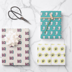 Süße Axolotl-Fragen aztekischer Nerd mit Brille Geschenkpapier Set