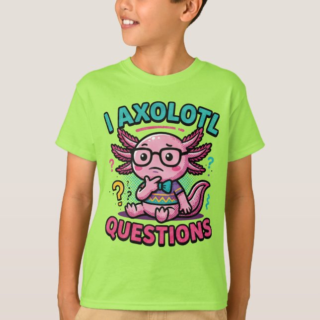 Süße Axolotl-Fragen aztekischer Nerd mit Brille T-Shirt (Vorderseite)