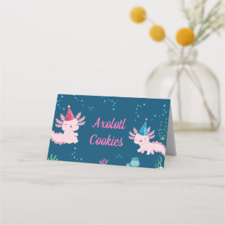 Süße Axolotl-Geburtstags-Etiketten für Lebensmitte Platzkarte