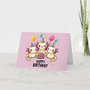 Süße Axolotl-Happy-Birthday-Karte Pink Dankeskarte
