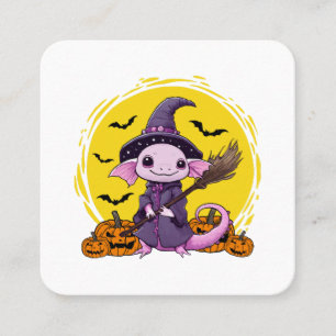 Süße Axolotl Hexe Halloween Quadratische Visitenkarte