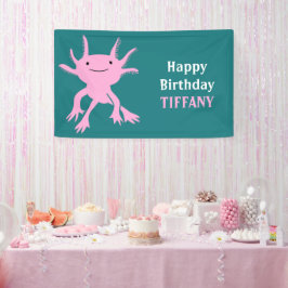 Süße Axolotl Rosa Salamander Geburtstagsfeier Banner