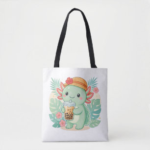 Süße Axolotl trinkt Boba-Milchtee-Tasche