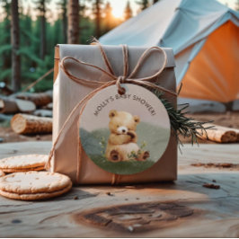 Süsse Baby Bear Watercolor Babydusche Runder Aufkleber