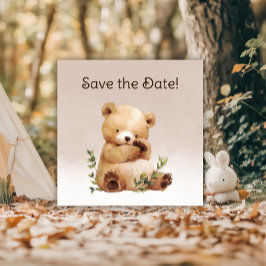 Süsse Baby Bear Watercolor Babydusche Save The Date