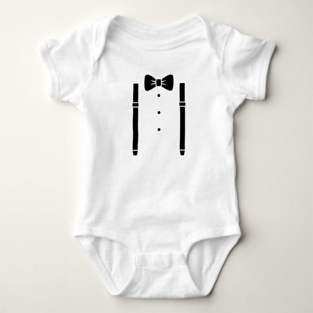 Süße Baby-Boy Hosenträger & Fliege Einteiler  (Vorderseite)