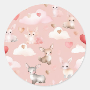 Süße Baby-Cupid-Tiere-Aufkleber – Aquarell Runder Aufkleber