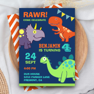 Süße Baby-Dinosaurier-Kinder-Geburtstags-Einladung Einladung