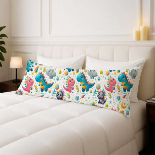 Süße Baby-Dinosaurier Teal-Dino-Körper-Kissenbezug Seitenschläferkissen