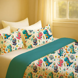 Süße Baby-Dinosaurier Türkis Kinderzimmer Dino-Kis Kissenbezug