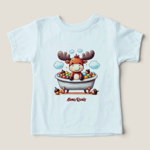Süße Baby-Elch-Badezeit-Cartoon-Illustration