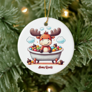 Süße Baby-Elch-Badezeit-Cartoon-Illustration Keramik Ornament