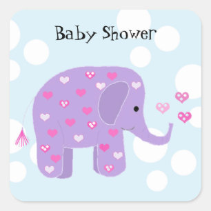 Süße Baby-Elefanten-Babyparty Quadratischer Aufkleber