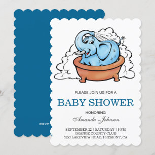 Süße Baby-Elefanten-Badewanne-Baby-Shower-Einladun Einladung