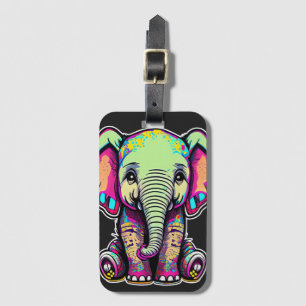 Süße Baby-Elefanten-Sitz-Digitalillustration Gepäckanhänger