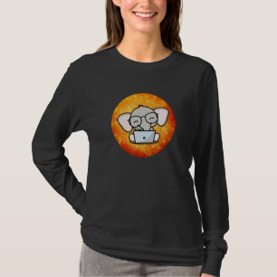 Süße Baby-Elefantenbrille Feuerfarbe Geek arbeitet T-Shirt