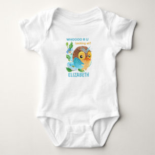 Süße Baby-Eule Personalisierte benannte Babykleidu Baby Strampler