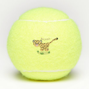 Süße Baby-Gepard-Lauf-Cartoon-Illustration Tennisbälle