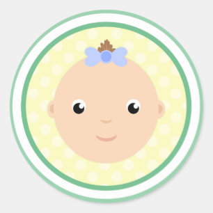 Süße Baby-Gesichts-Grün-Aufkleber Runder Aufkleber