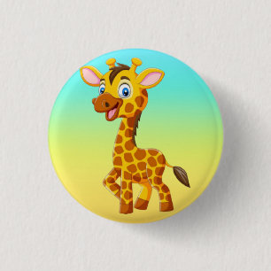 Süße Baby-Giraffe lächelt Cartoon-35280 Button