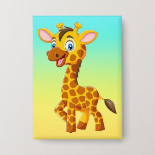 Süße Baby-Giraffe lächelt Cartoon-35280 Button