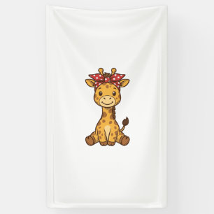 Süße Baby-Giraffe mit Schleife Vintage-Vektordesig Banner