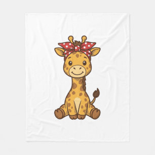 Süße Baby-Giraffe mit Schleife Vintage-Vektordesig Fleecedecke