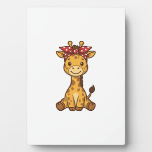 Süße Baby-Giraffe mit Schleife Vintage-Vektordesig Fotoplatte