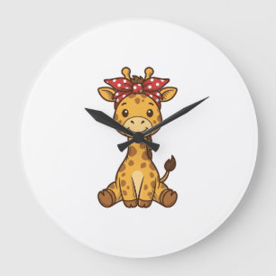 Süße Baby-Giraffe mit Schleife Vintage-Vektordesig Große Wanduhr