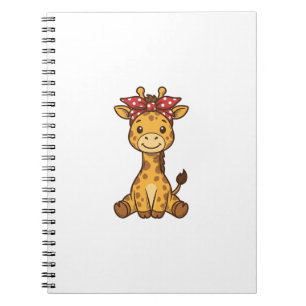 Süße Baby-Giraffe mit Schleife Vintage-Vektordesig Notizblock
