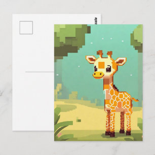 Süße Baby-Giraffe Pixel-Art Postkarte