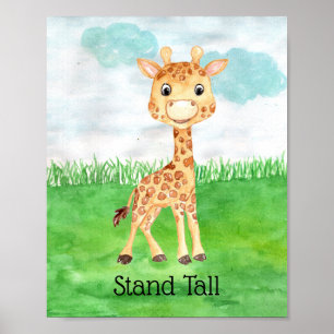 Süße Baby-Giraffe Steh aufrecht Zitat Kinderzimmer Poster