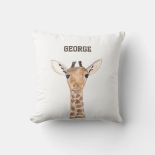 Süße Baby-Giraffe-Tiere Wasserfarbe Dschungel Kissen