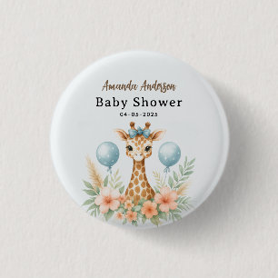 Süße Baby-Giraffen-Jungen-Baby-Party Blaues Safa Button