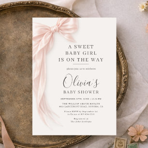 Süße Baby Girl Pink Bow Baby Shower Einladung