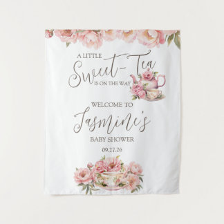 Süße Baby Girl Tea Party Babyparty-Einladung Wandteppich