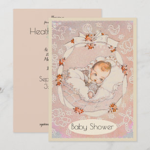 Süße Baby Girl Vintage Babyparty Einladung